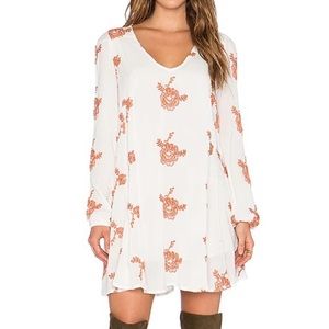 Free People White & Rust Babydoll Dress